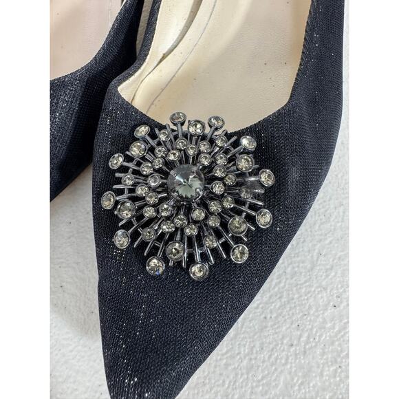 "CAPARROS" Vintage Black Pumps W/Bling Accents Size 6.5 Dress Shoe Slip On Sexy - Picture 4 of 10
